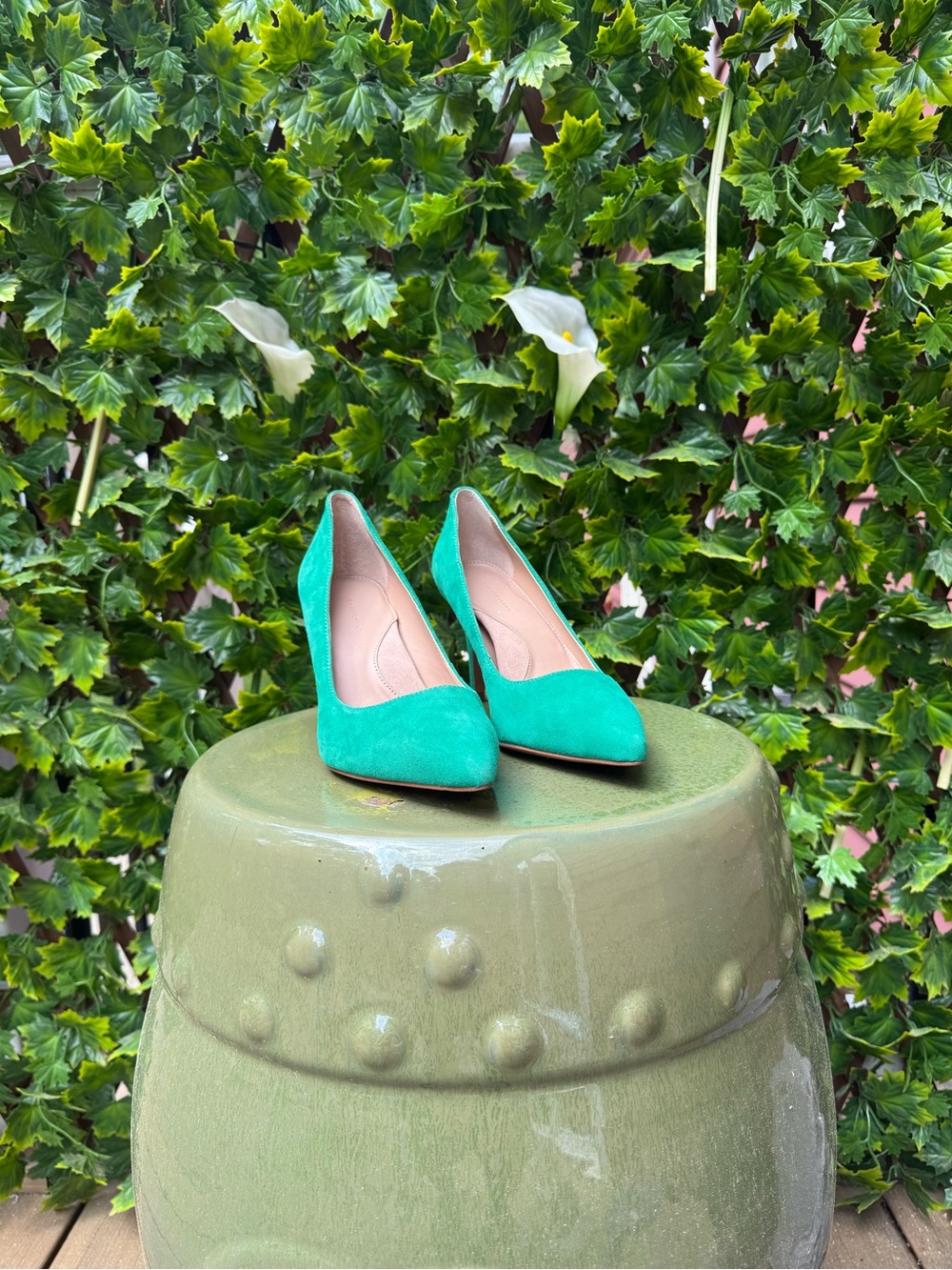 Banana Republic Teal Suede Pointed-Toe Pumps
